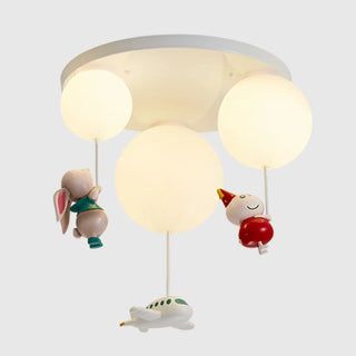 Child Room Balloon Airplane Flush Mount Ceiling Light Zawala Image - 6