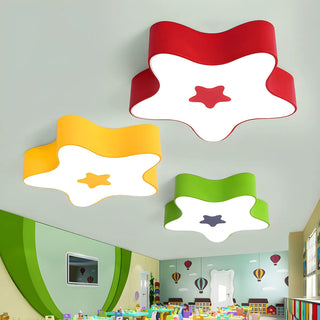 Child Room Cartoon Yellow Star Flush Mount Ceiling Lamp Zawala Image - 1