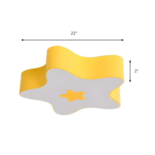 Child Room Cartoon Yellow Star Flush Mount Ceiling Lamp Zawala Image - 12