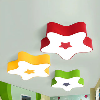 Child Room Cartoon Yellow Star Flush Mount Ceiling Lamp Zawala Image - 5
