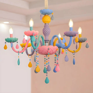 ZOWALA - Children's Room Pastel Carved Candle Chandelier