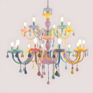 ZOWALA - Children's Room Pastel Carved Candle Chandelier