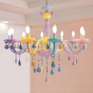 ZOWALA - Children's Room Pastel Carved Candle Chandelier