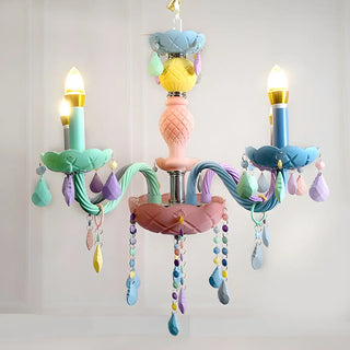 ZOWALA - Children's Room Pastel Carved Candle Chandelier