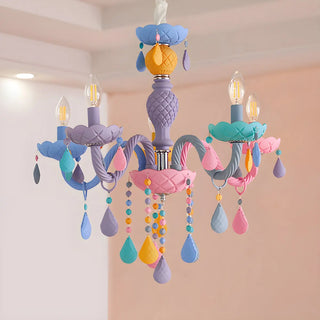 ZOWALA - Children's Room Pastel Carved Candle Chandelier