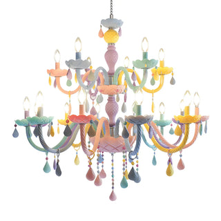 ZOWALA - Children's Room Pastel Carved Candle Chandelier