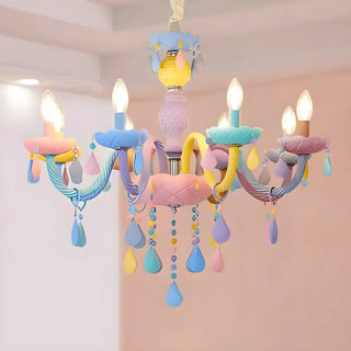 ZOWALA - Children's Room Pastel Carved Candle Chandelier