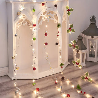 Natural Pinecone Brown String Lights with Berries Zawala Image - 3