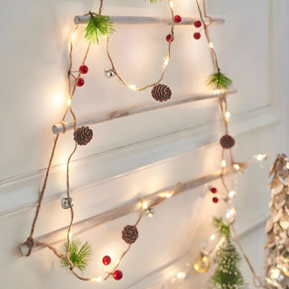 Natural Pinecone Brown String Lights with Berries Zawala Image - 7
