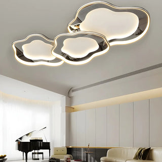 ZOWALA - Living Room Chrome Cloud LED Flush Mount Light 3 Lights Image - 1