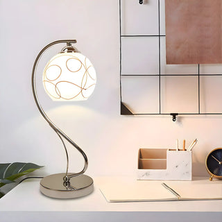 Elegant White Globe Glass Chrome Gooseneck Table Lamp Zawala Image - 1