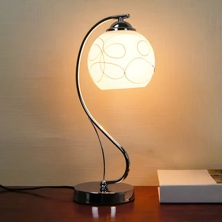 Elegant White Globe Glass Chrome Gooseneck Table Lamp Zawala Image - 2