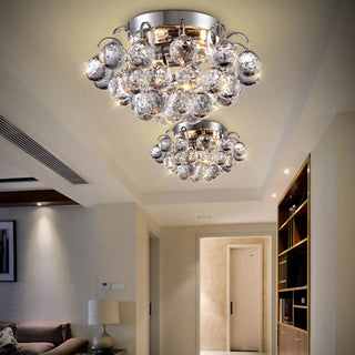 Hallway Chrome Crystal Bubble Flush Mount Ceiling Light Zawala Image - 1