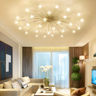 ZOWALA - Chrome Starburst Modern Semi-Flush Mount Light Image - 1