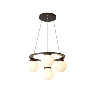 ZOWALA - Circle Walnut Metal Glass Ball Living Room Chandelier Image - 10