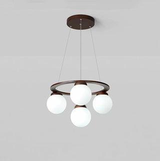 ZOWALA - Circle Walnut Metal Glass Ball Living Room Chandelier Image - 20