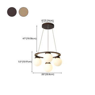 ZOWALA - Circle Walnut Metal Glass Ball Living Room Chandelier #size