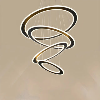 ZOWALA - Circle Black LED Metal Acrylic Large Foyer Chandelier Image - 3