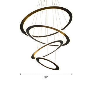 ZOWALA - Circle Black LED Metal Acrylic Large Foyer Chandelier #size