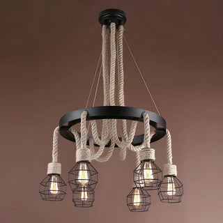 ZOWALA - Circle Industrial Rope Suspension Chandelier Image - 10