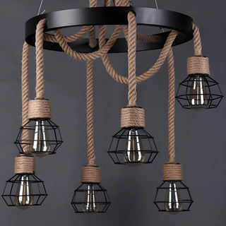 ZOWALA - Circle Industrial Rope Suspension Chandelier Image - 13