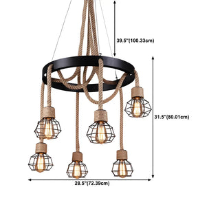 ZOWALA - Circle Industrial Rope Suspension Chandelier #size