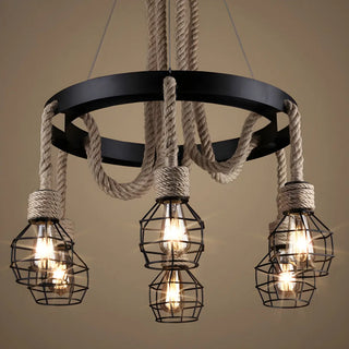 ZOWALA - Circle Industrial Rope Suspension Chandelier Image - 5