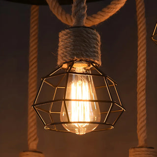 ZOWALA - Circle Industrial Rope Suspension Chandelier Image - 6