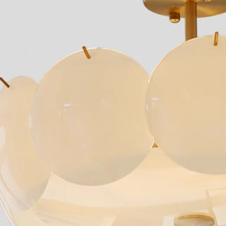 ZOWALA - Circular Glass Gold Semi-Flush Mount Ceiling Light Image - 11