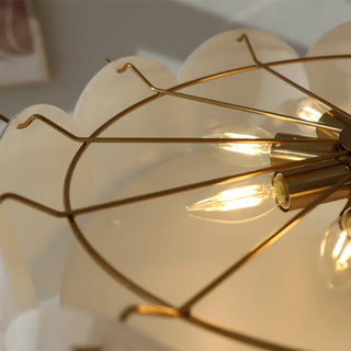 ZOWALA - Circular Glass Gold Semi-Flush Mount Ceiling Light Image - 12