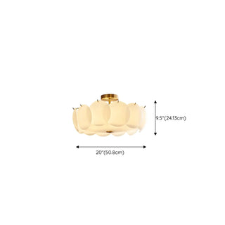 ZOWALA - Circular Glass Gold Semi-Flush Mount Ceiling Light Image - 14