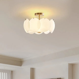 ZOWALA - Circular Glass Gold Semi-Flush Mount Ceiling Light Image - 3