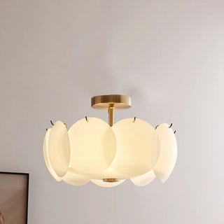 ZOWALA - Circular Glass Gold Semi-Flush Mount Ceiling Light Image - 5