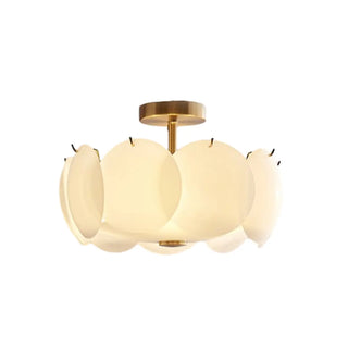 ZOWALA - Circular Glass Gold Semi-Flush Mount Ceiling Light Image - 8