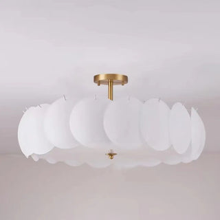 ZOWALA - Circular Glass Gold Semi-Flush Mount Ceiling Light Image - 9