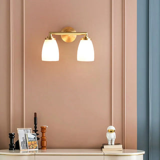 Classic Gold and Frosted Glass Vanity Light Zawala Image - 1