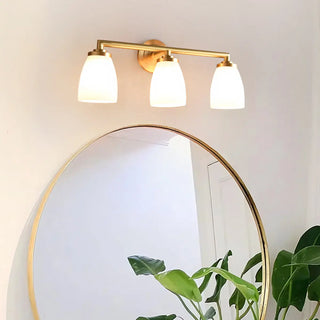 Classic Gold and Frosted Glass Vanity Light Zawala Image - 2