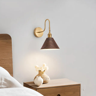 ZOWALA - Classic Gold and Dark Wood Bedroom Vanity Wall Light Image - 1
