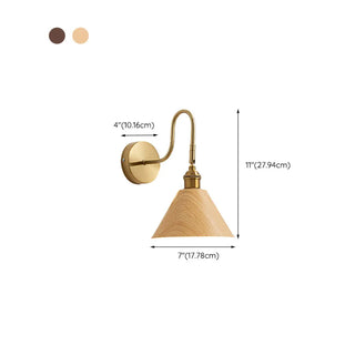 ZOWALA - Classic Gold and Dark Wood Bedroom Vanity Wall Light #size