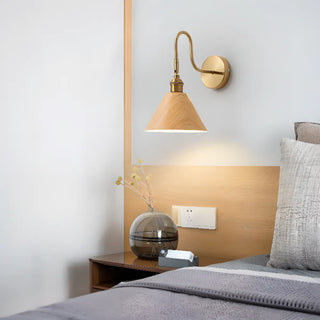 ZOWALA - Classic Gold and Dark Wood Bedroom Vanity Wall Light Image - 3