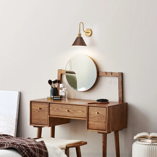 ZOWALA - Classic Gold and Dark Wood Bedroom Vanity Wall Light Image - 4