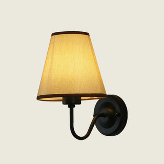 Classic Fabric Shade Black Metal Bedroom Wall Light Zawala Image - 10