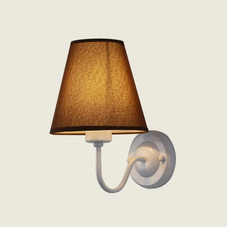 Classic Fabric Shade Black Metal Bedroom Wall Light Zawala Image - 13