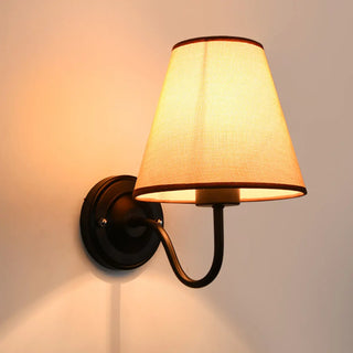 Classic Fabric Shade Black Metal Bedroom Wall Light Zawala Image - 15