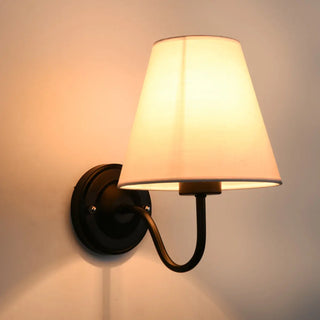Classic Fabric Shade Black Metal Bedroom Wall Light Zawala Image - 16