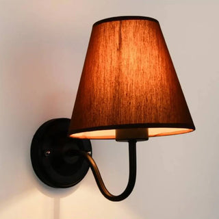 Classic Fabric Shade Black Metal Bedroom Wall Light Zawala Image - 17