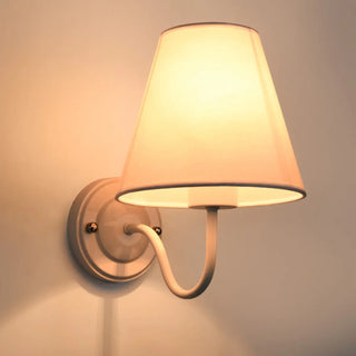 Classic Fabric Shade Black Metal Bedroom Wall Light Zawala Image - 18