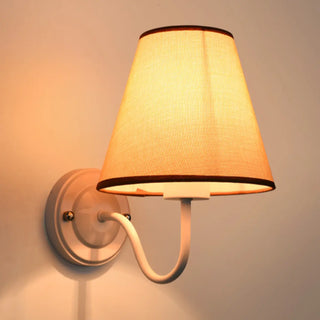 Classic Fabric Shade Black Metal Bedroom Wall Light Zawala Image - 19