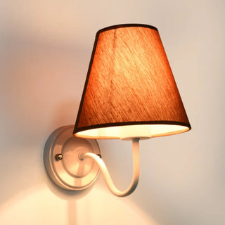 Classic Fabric Shade Black Metal Bedroom Wall Light Zawala Image - 20