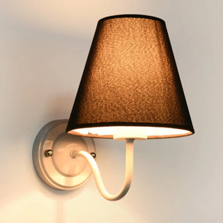 Classic Fabric Shade Black Metal Bedroom Wall Light Zawala Image - 21
